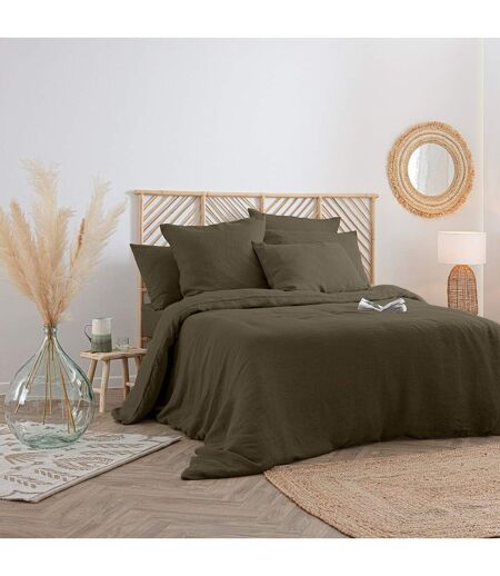 Drap Housse en Lin Adorable 160x200cm Vert Kaki