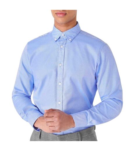 Mens Oxford Tailored Long-sleeved Button-down Shirt Blue Haines And Bonner