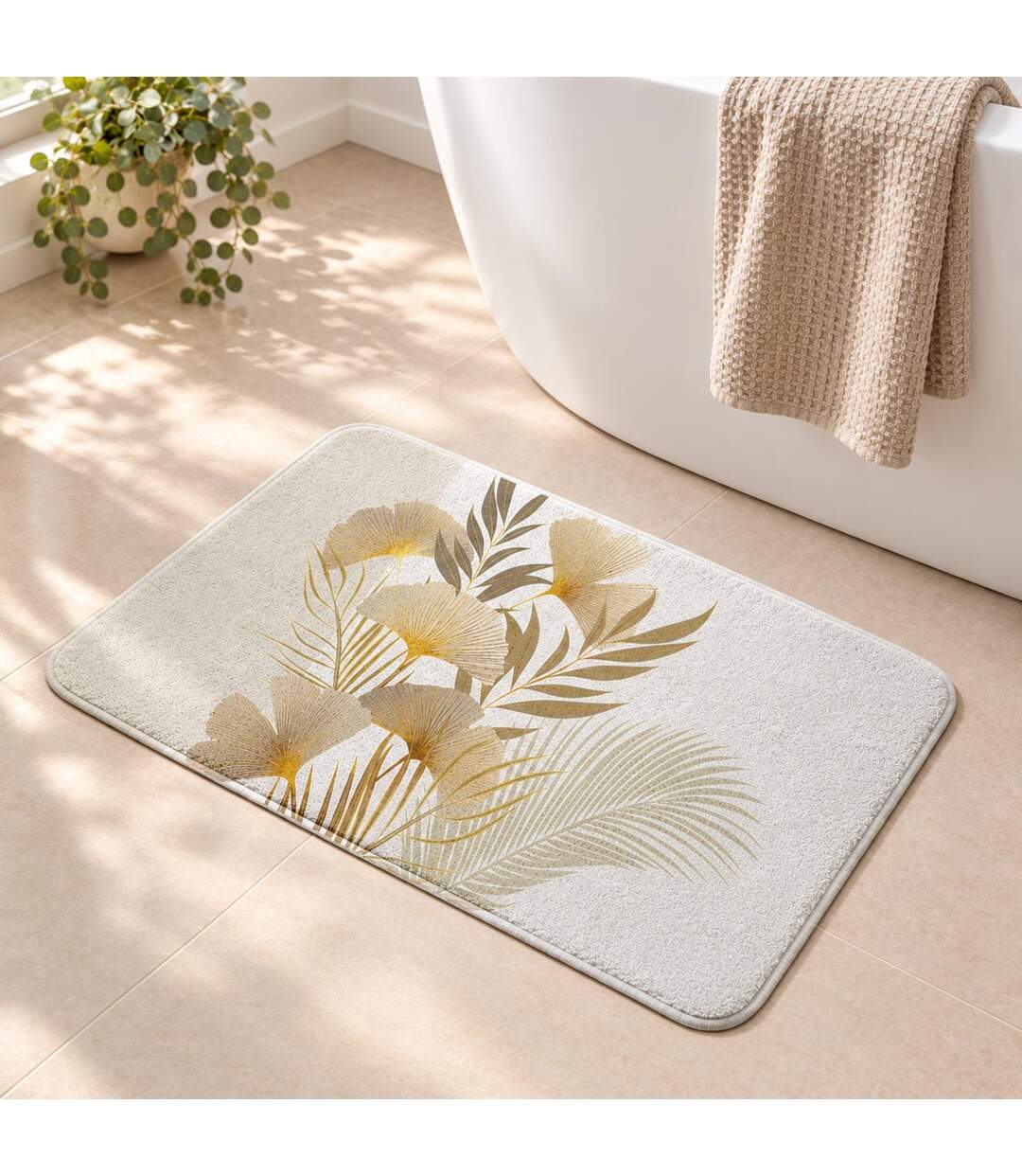 Tapis de Bain Microfibre Auxane 45x75cm Naturel-2