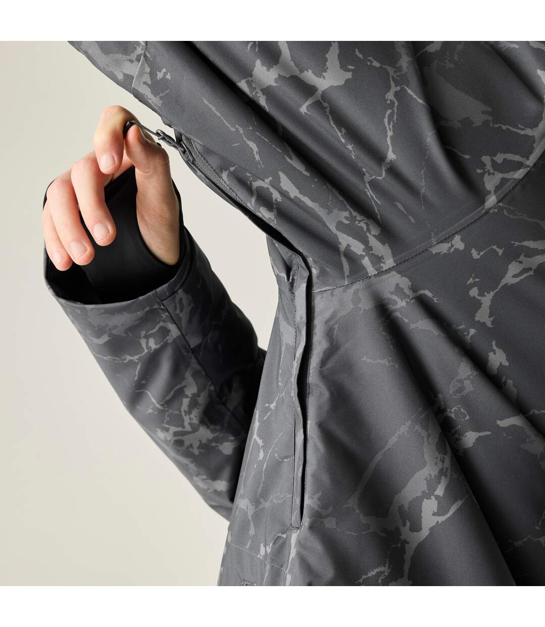 Blouson De Ski À Capuche Et Ourlets Ajustables Motif/style Effet Craquelé Baseplate Homme Gris Foncé Imprimé Dare 2B-4