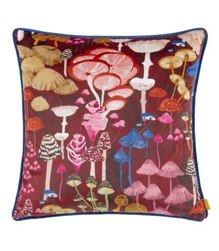 Furn Amanita Piping Detail Velvet Mushrooms Throw Pillow Cover (Burgundy) (43cm x 43cm)