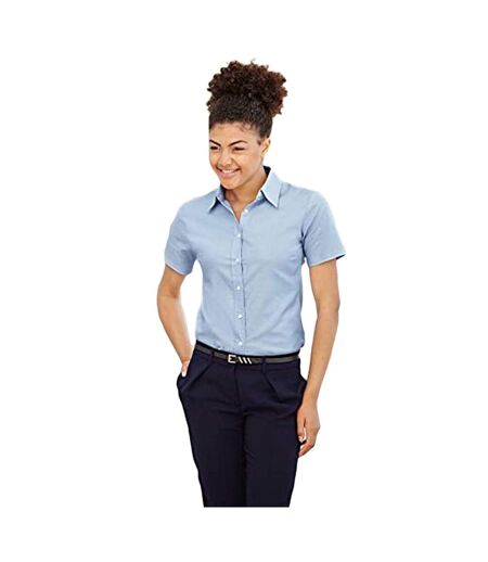 Fruit Of The Loom Ladies Lady-Fit Short Sleeve Oxford Shirt (Oxford Blue) - UTBC398