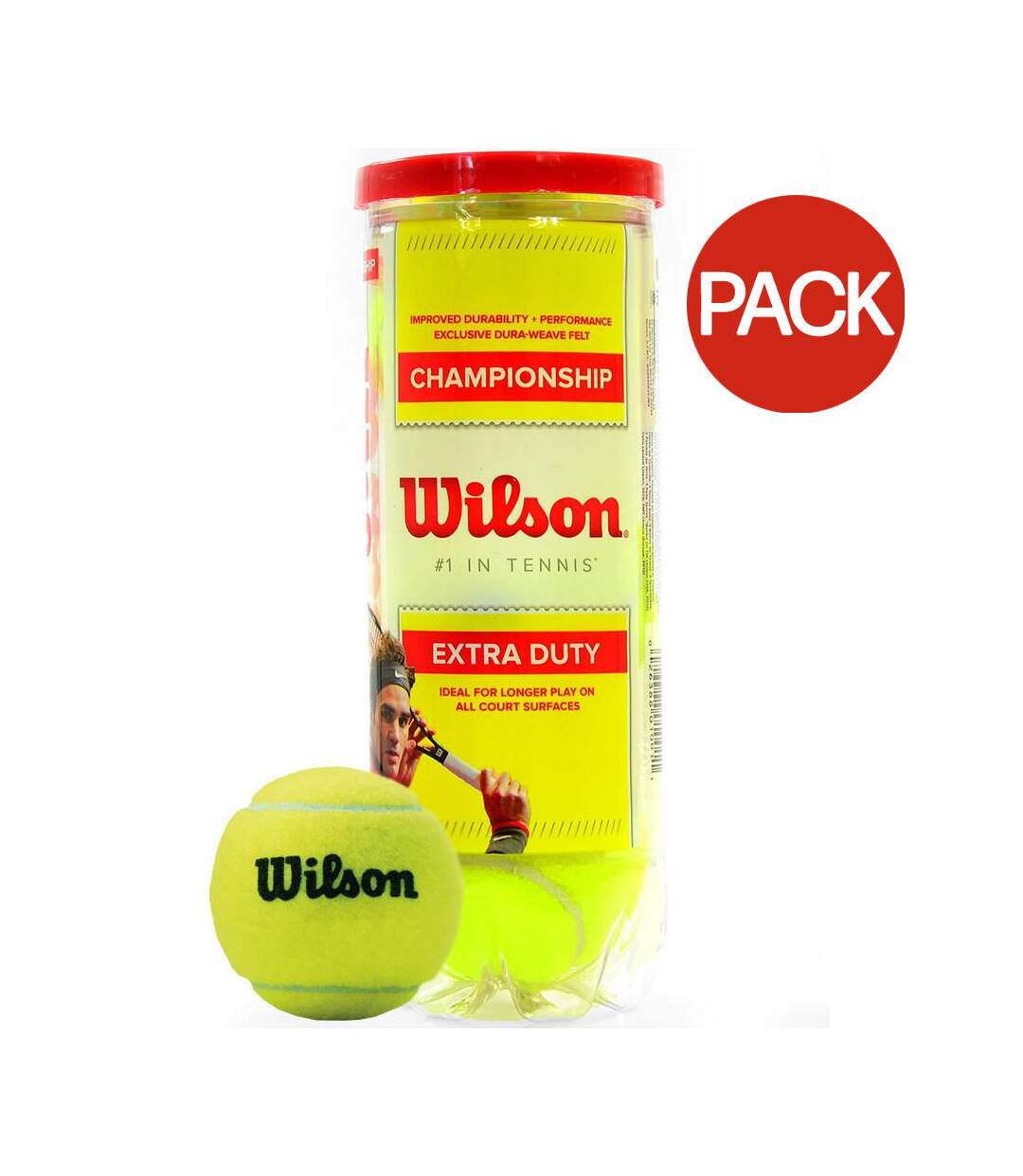 Balles De Tennis Championship Extra Duty Taille Unique Jaune Wilson-1