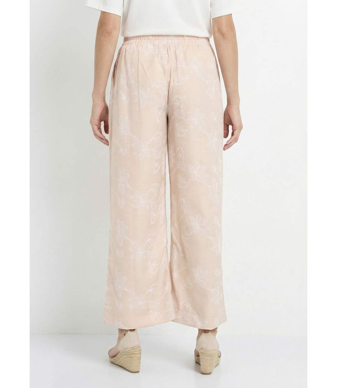 Pantalon large avec sérigraphies fleurs-2