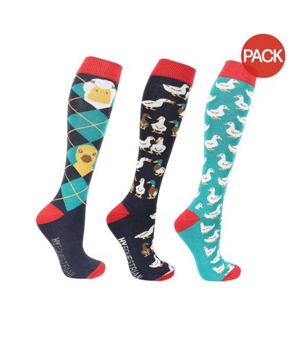 Chaussettes ay up duck adulte bleu marine / rouge / vert clair Hy