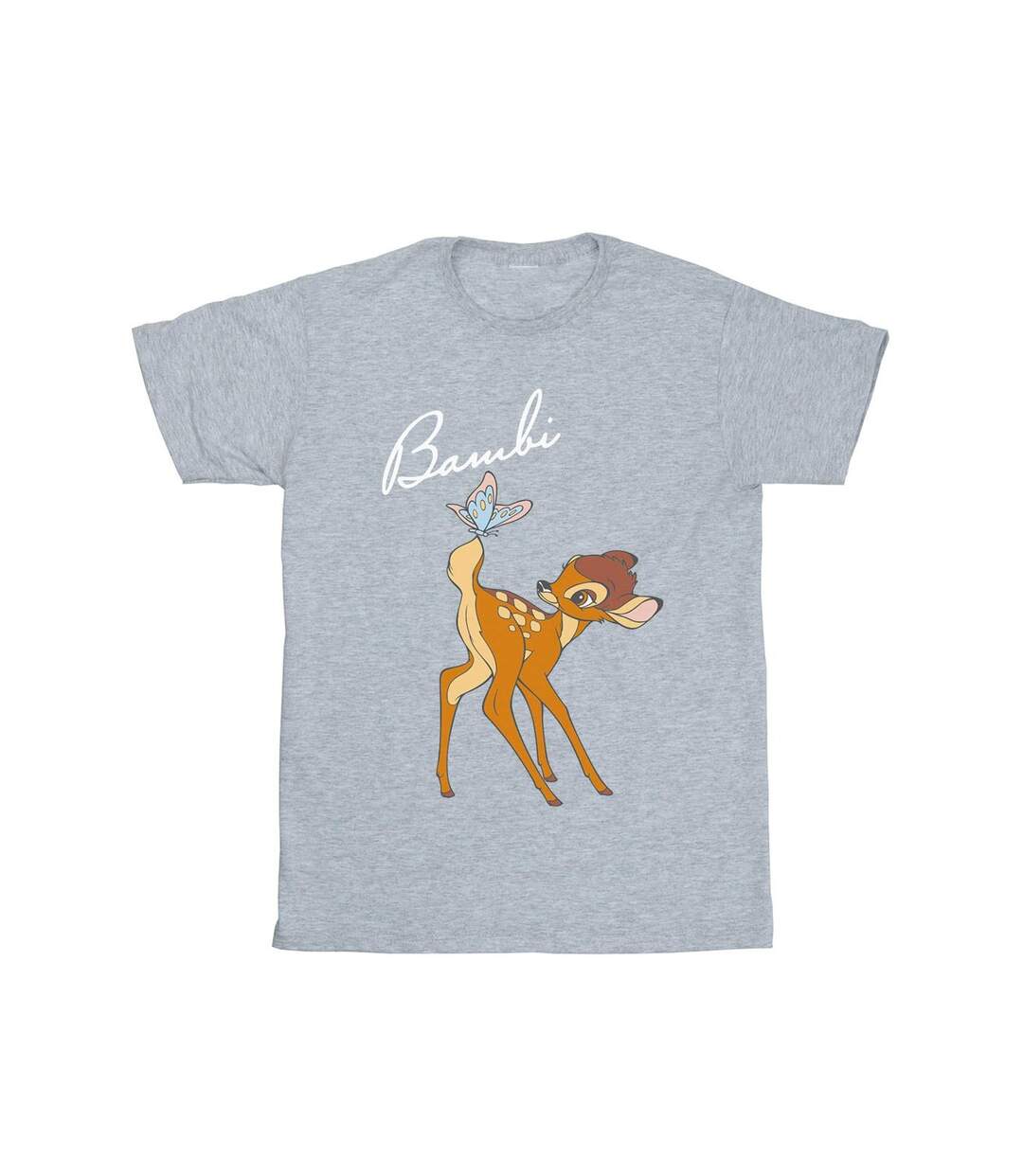 Disney T-shirt boyfriend en coton Femme/Ladies Bambi Butterfly Tail (Gris sportif) - UTBI18243-1