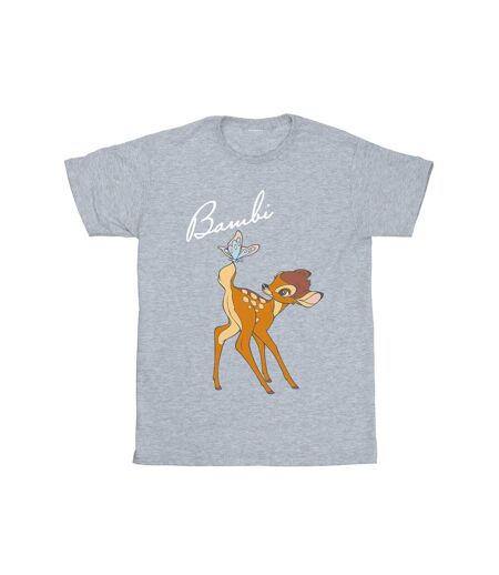Disney T-shirt boyfriend en coton Femme/Ladies Bambi Butterfly Tail (Gris sportif) - UTBI18243