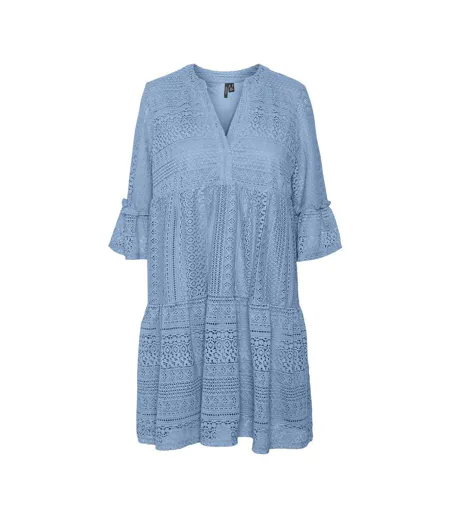 Robe courte bleu femme vero moda honey lace