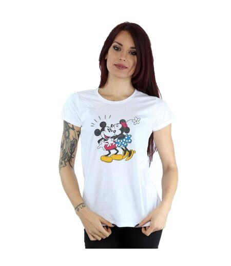 Disney T-shirt en coton Mickey et Minnie Kiss - Femmes/Dames (Blanc) - UTBI30881