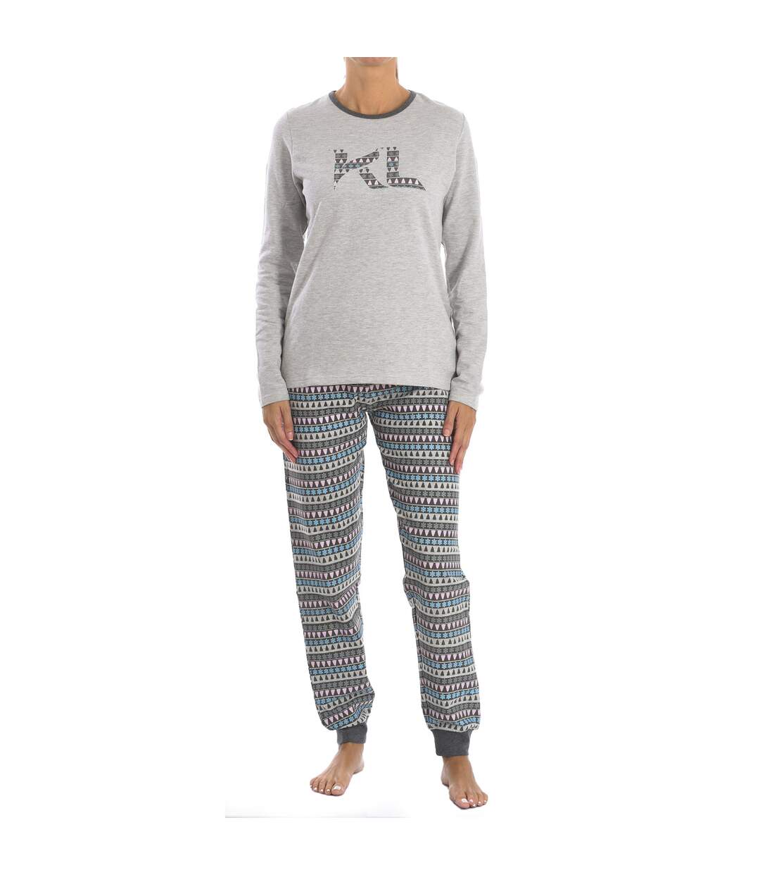 KLP2 Women's Long Sleeve Plush Winter Pajamas-1