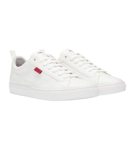 Mens Leather Tennis Trainers White Hugo