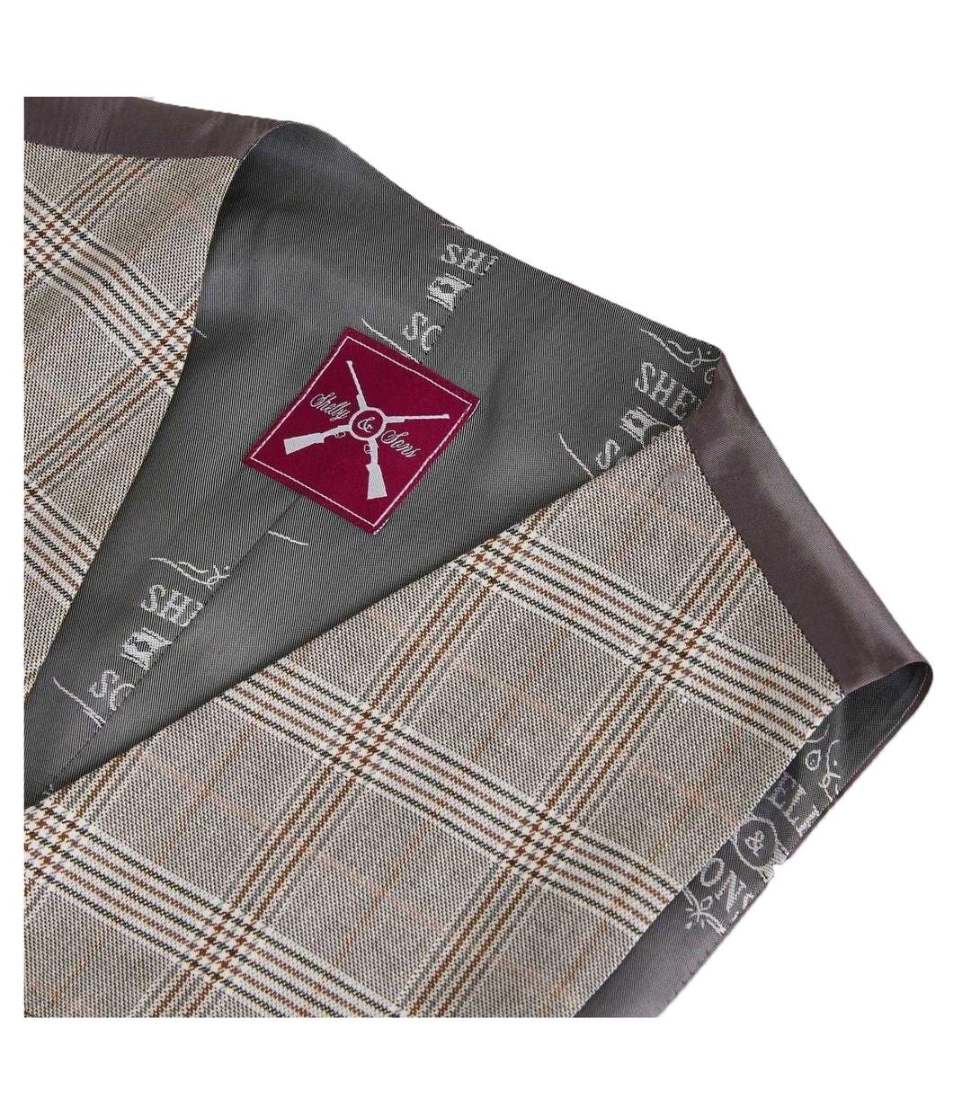 Gilet Motif/style À Carreaux Homme Kaki Clair Shelby And Sons-3