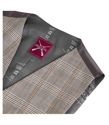 Gilet Motif/style À Carreaux Homme Kaki Clair Shelby And Sons