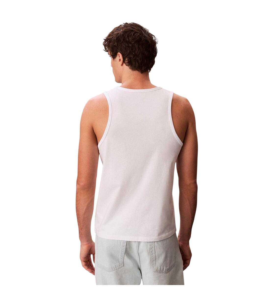 Mens Monogram Regular Tank Top Bright White Calvin Klein-3