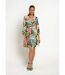 Robe courte imprimé feuillage graphique-1