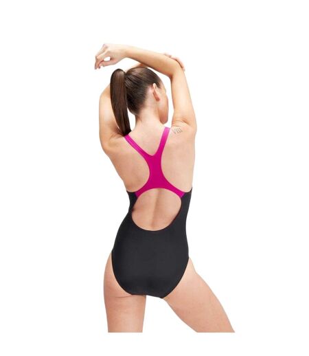 Womens/ladies Medley One Piece Swimsuit Black Diva Pink Speedo