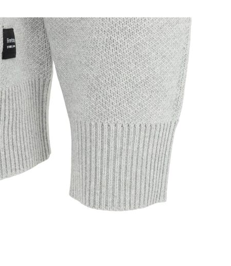 Mens Knitted Cotton Crew Neck Sweatshirt Light Grey Firetrap
