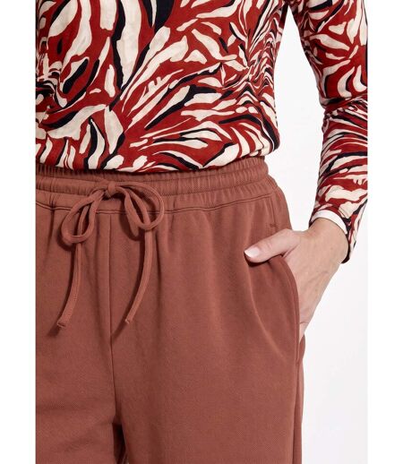 Pantalon large ceinture élastiquée maille crêpe unie