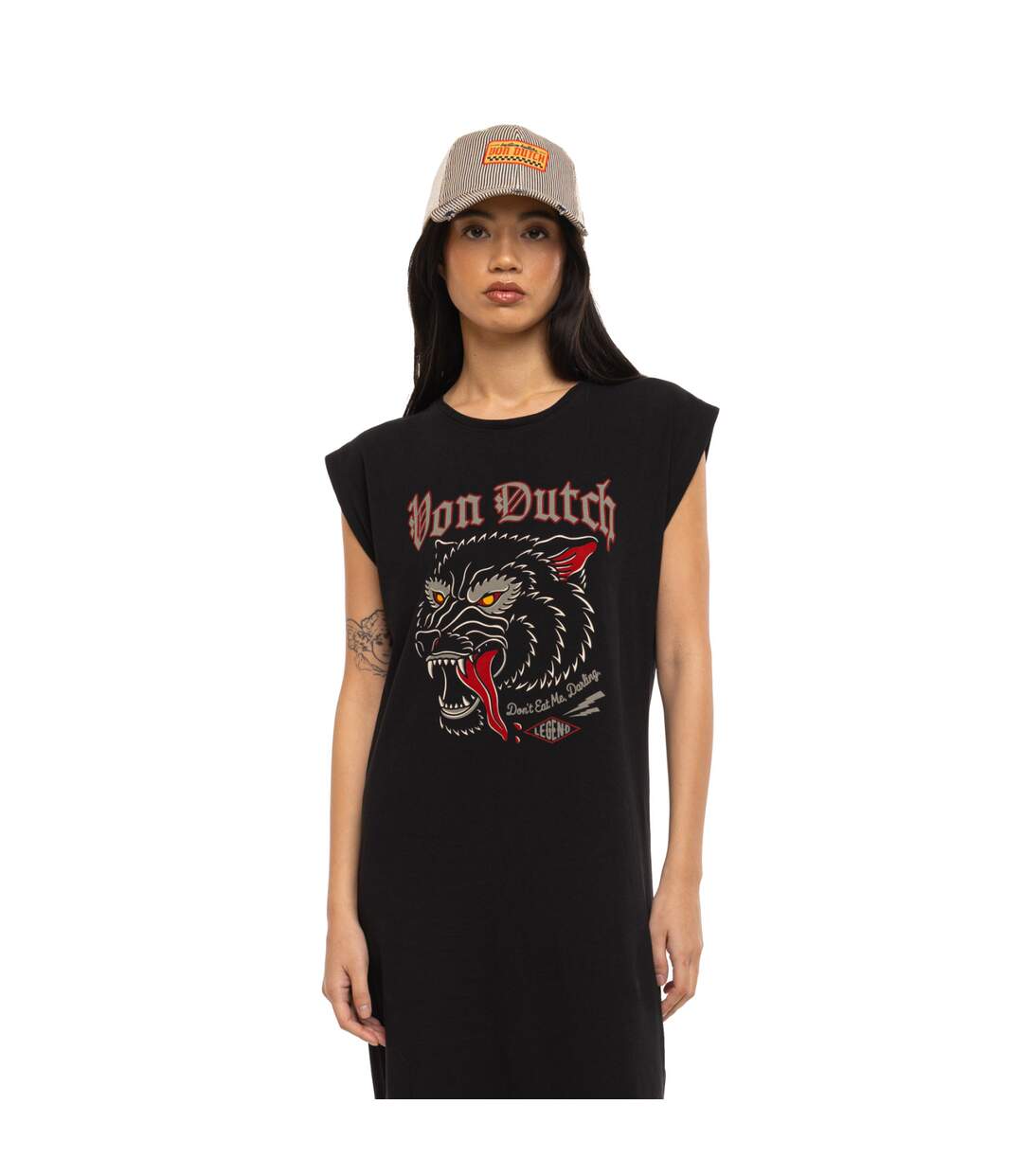 Robe longue col rond sans manches avec print devant South Vondutch-1