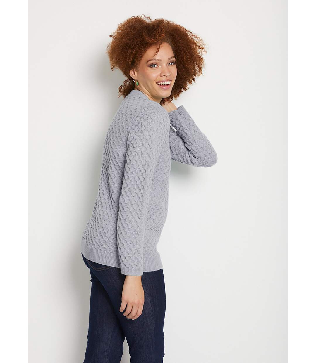 Pull chaud court col montant maille épaisse-3