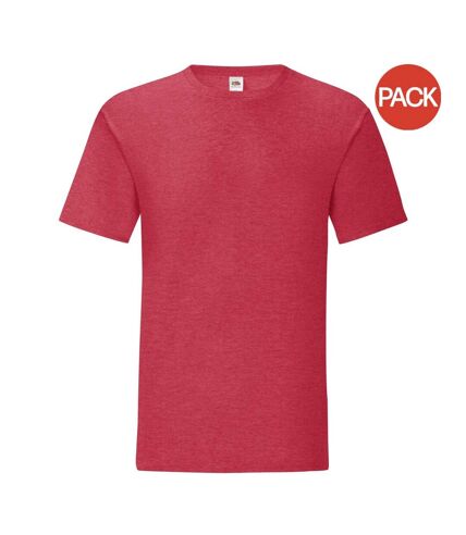 T-shirt iconic hommes rouge chiné Fruit of the Loom