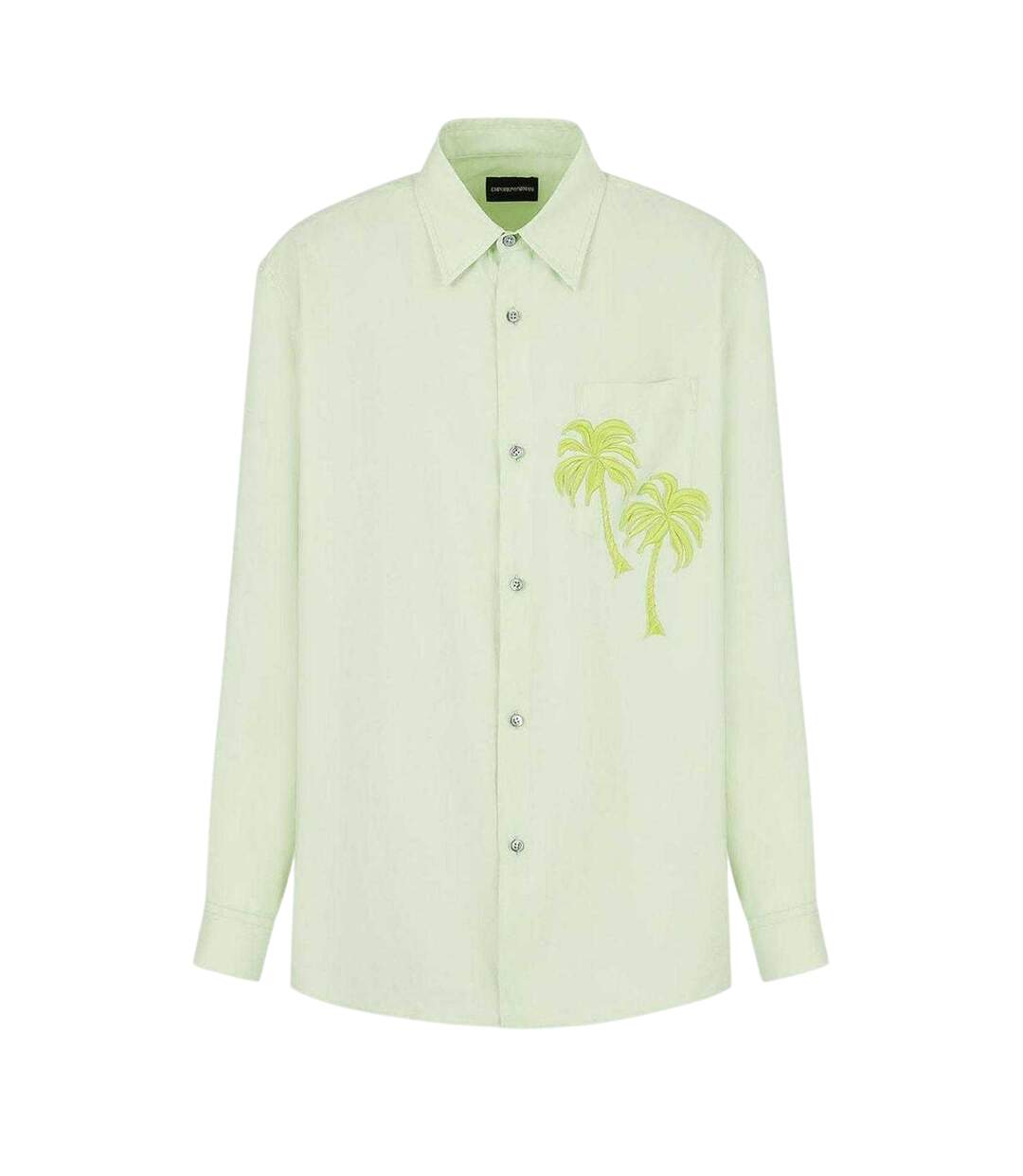 Mens Palm Tree Linen Blend Regular Long-sleeved Shirt Green Emporio Armani EA7-2