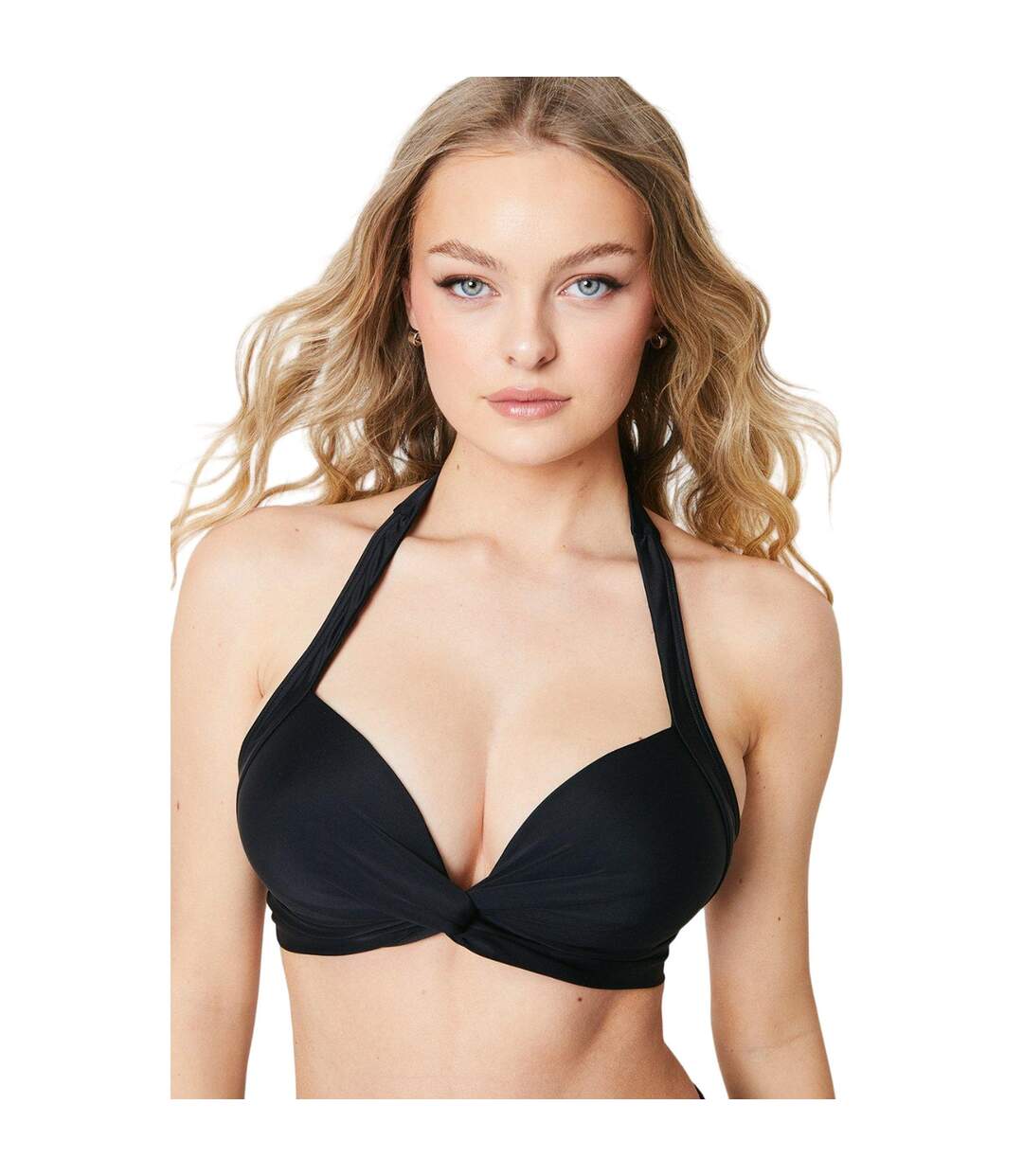 Womens/ladies padded twisted knot front bikini top black Gorgeous