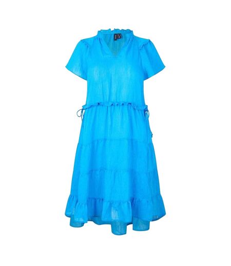 Robe Courte Manches À Volant Luca Femme Bleu Vero Moda