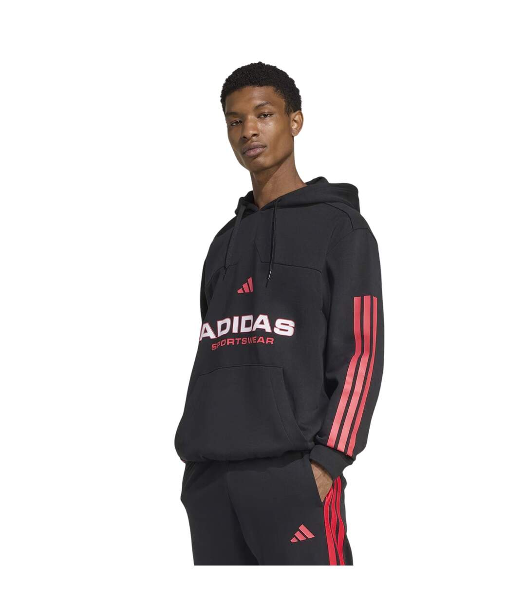 Sweat À Capuche Sport Motif/style À Rayures House Of Tiro Nations Pack Adulte Noir Rubis Adidas-1