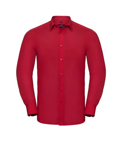 Russell Collection Mens Polycotton Easy-Care Long-Sleeved Formal Shirt (Classic Red)