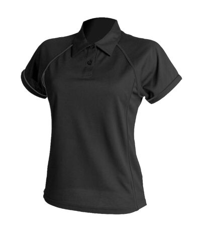 Finden & Hales Womens Coolplus Piped Sports Polo Shirt (Black/Black)