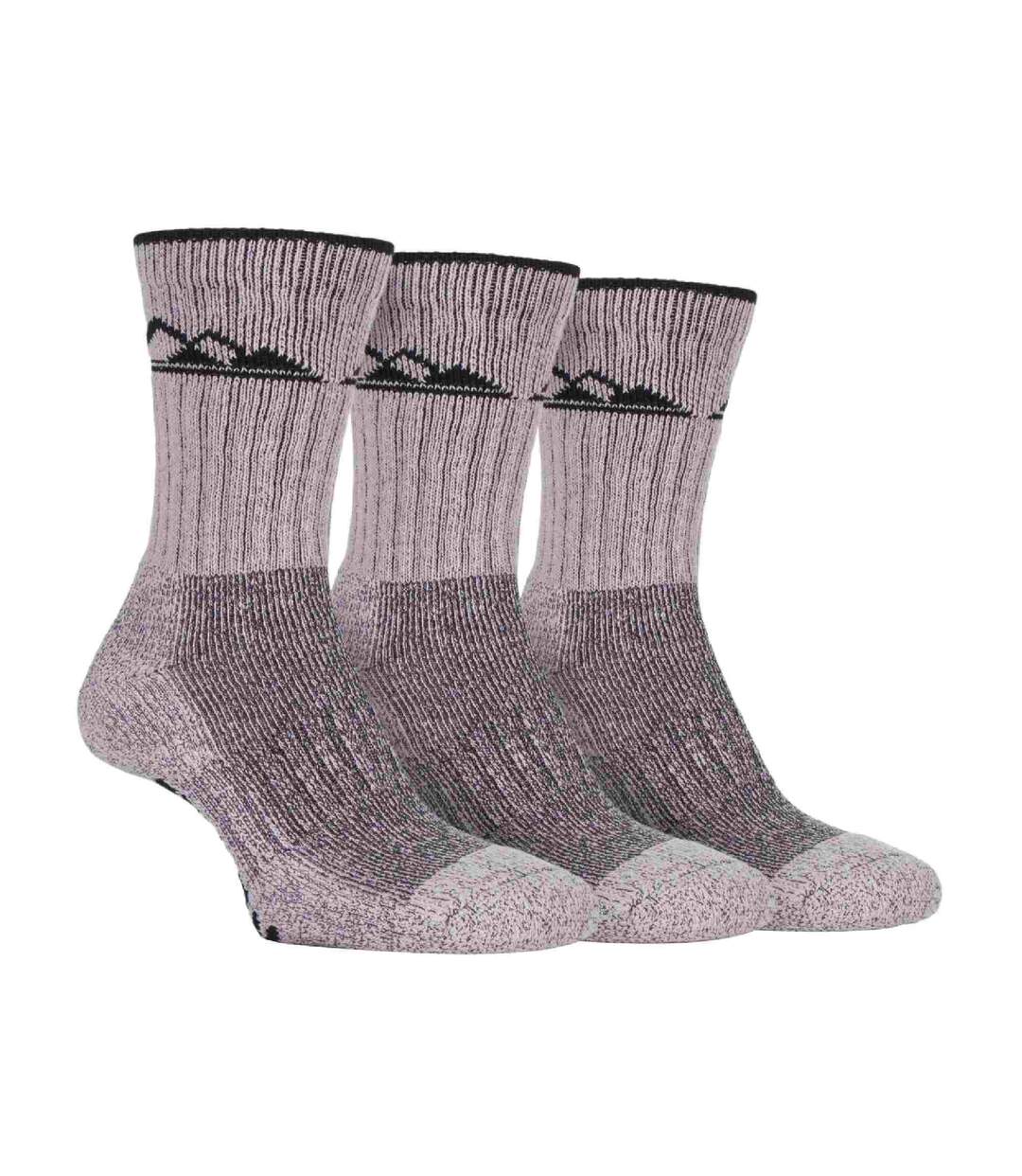 3 Pack Ladies Cushion Sole Outdoor Cotton Rich Hiking Socks-1