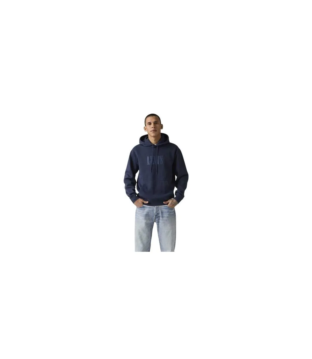 Mens Logo Polycotton Hoodie Navy Blazer Levis-1