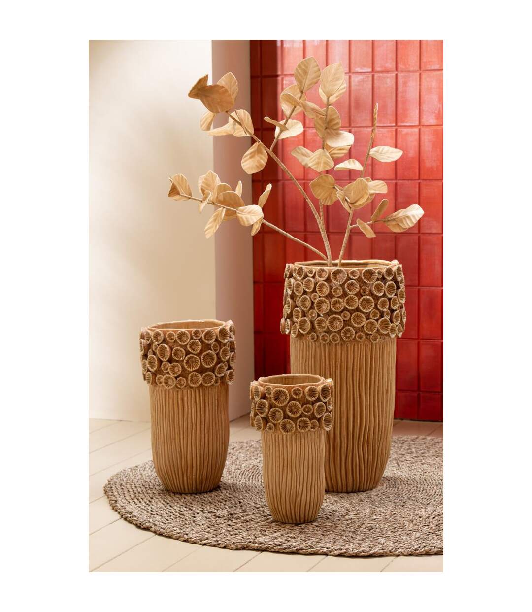 Vase Corail en Argile Isidro 32cm Ocre-4