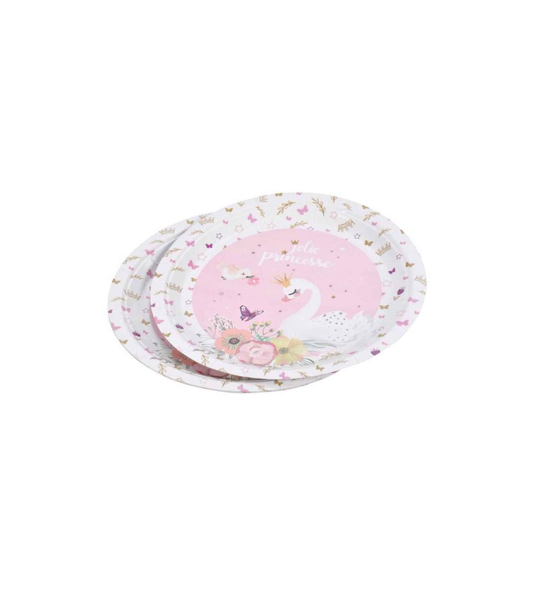 Lot de 6 Assiettes en Carton Cygne II 23cm Rose-1