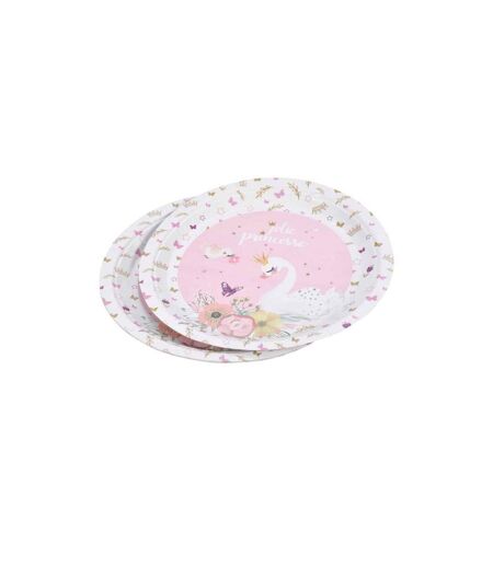 Lot de 6 Assiettes en Carton Cygne II 23cm Rose