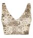 Womens/ladies Pro Leopard Print V Neck Slim Sports Bra Brown USA-2