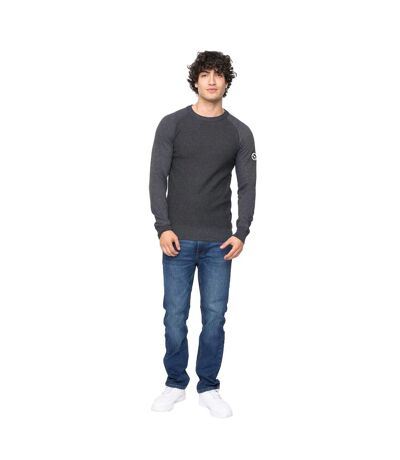 Mens Crestfield Knitted Crew Neck Jumper Black Marl Bewley & Ritch