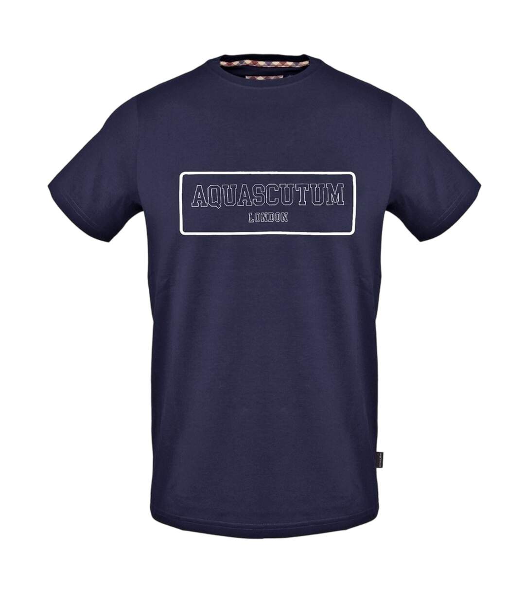 Unisex Adult Lettering Print Crew Neck T-shirt Navy Aquascutum-1