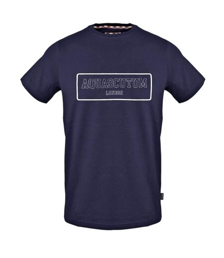 Unisex Adult Lettering Print Crew Neck T-shirt Navy Aquascutum