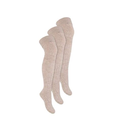 3 Pairs Ladies Extra Long Thigh High Over The Knee Wool Socks