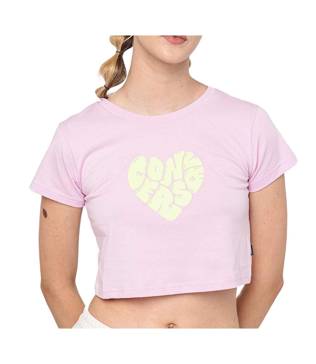 T-shirt Rose/Jaune Femme Converse Heart - L-1