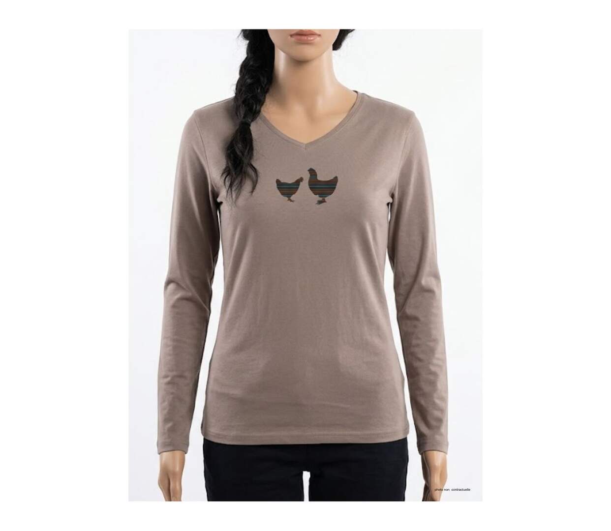 Tee-shirt MAYFLOWER NAPOLI2 beige à sérigraphie poule : confort naturel et style champêtre-1
