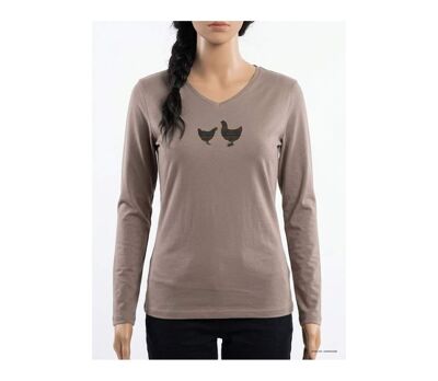 Tee-shirt MAYFLOWER NAPOLI2 beige à sérigraphie poule : confort naturel et style champêtre