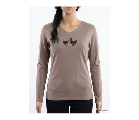 Tee-shirt MAYFLOWER NAPOLI2 beige à sérigraphie poule : confort naturel et style champêtre