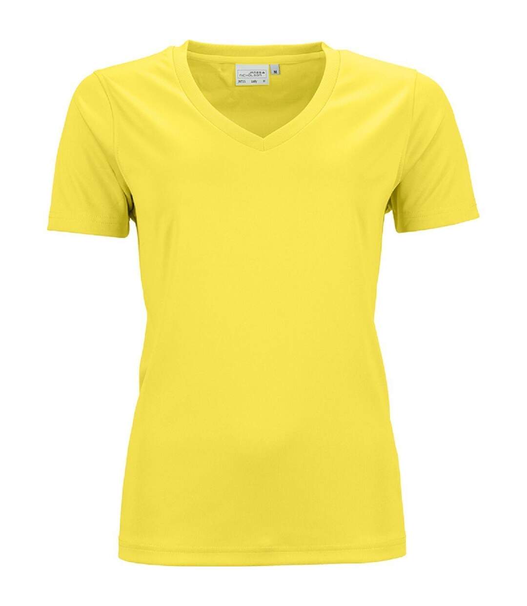 t-shirt respirant femme col V - running - JN735 - jaune-1