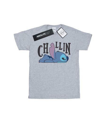 Disney Femmes/Les femmes Lilo And Stitch Chillin Cotton Boyfriend T-Shirt (Gris sportif) - UTBI49490