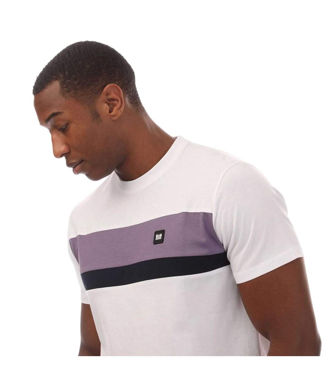 Mens Crossword Colour Block T-shirt White Weekend Offender-4