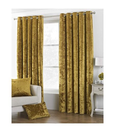 Riva Paoletti Verona Eyelet Curtains (Ochre) (90 x 72in)