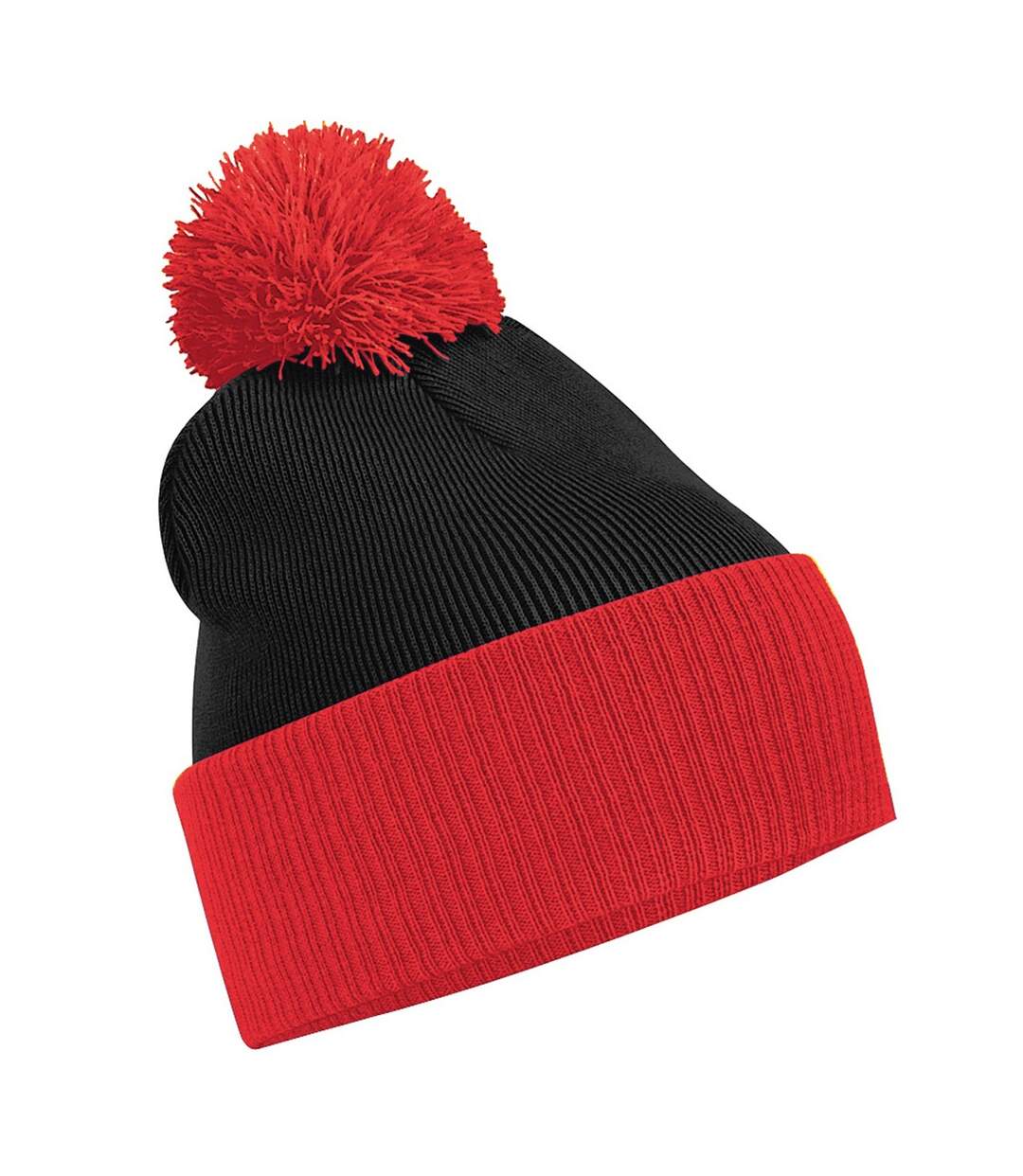 Snowstar Two Tone Beanie Black Bright Red Beechfield-1